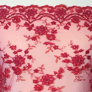 Beaded and embroidered tulle with double molding - RED